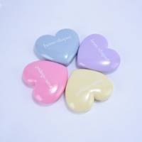 Coloré rose bleu violet jaune vide blush emballage cosmétique compact boîtier en plastique forme de coeur