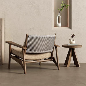 Fauteuil d'extérieur <span class=keywords><strong>en</strong></span> <span class=keywords><strong>bois</strong></span> massif de luxe léger, style Wabi-Sabi, pour balcon, avec <span class=keywords><strong>table</strong></span> <span class=keywords><strong>basse</strong></span> combinée, chaise de loisirs d'angle pour gîte - Product Image 1