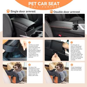 Siège de voiture pour chien, siège de console centrale, siège rehausseur pour animaux de compagnie pour petits chiens (Champagne + Khaki) - Product Image 3