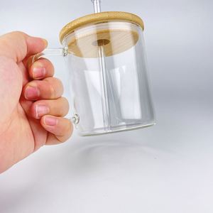 Tasse à café en verre borosilicate transparent givré de 11 oz et 17 oz avec revêtement par sublimation pour impression par transfert thermique - Product Image 4