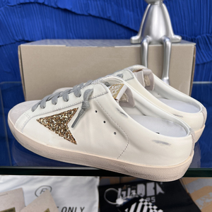 Nouvelle Arrivée 2026 Baskets Mule pour Femme à Paillettes Dorées Motif Étoile, Plateforme Haute, Décontractées, Inspirées des Créateurs, Effet Vieilli, À Enfiler - Product Image 4