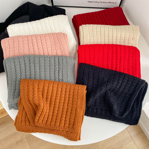 Kết cấu dệt kim mùa đông khăn mềm dài thô dài khăn choàng dệt kim tùy chỉnh khăn với logo - Product Image 2