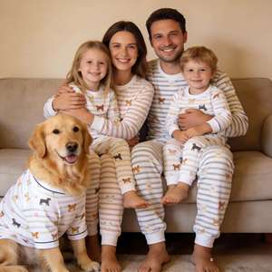 ملابس منزلية متطابقة للحيوانات الأليفة والعائلة البشرية، بيجامات مريحة متناسقة للكلاب والقطط وأصحابها - Product Image 1