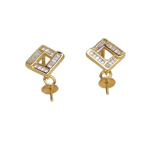 ตัวเรือนต่างหูเงินแท้ S925 ทรงสี่เหลี่ยมขัดเงา อุปกรณ์ DIY สำหรับเครื่องประดับมุก ลูกปัดเว้นวรรค 16.5-16.7 มม. รุ่น Ma Bei 6082 อุปกรณ์ทำเครื่องประดับ - Product Image 5