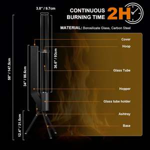 Buitenhaard van staal en houtpellets - draagbare, hoog-efficiënte verwarmingskachel voor tuin, achtertuin en terras - Product Image 2