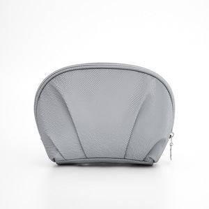 Beilian <b>Makeup</b> Bag Half Round Lightweight Portable Travel Cosmetic <b>Case</b> Gray With Light Blue - Product Image 5
