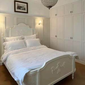 French Retro Solid Wood <strong>Cream</strong> White Master Bedroom <strong>Double</strong> <strong>Bed</strong> Queen European Court Carved Princess <strong>Bed</strong> - Product Image 2