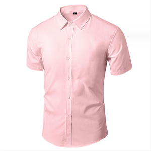 Camicia da uomo a maniche corte monopetto, non stirabile, casual elegante, in poliestere, all'ingrosso dalla fabbrica cinese - Product Image 5