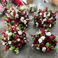 A-2042 Décoration de table personnalisée pour événements, fêtes, mariages, centre de table, fleurs artificielles en soie rose, orchidée bordeaux, boule de fleurs