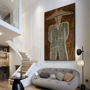 Pintura al Óleo Realista Moderna de Retrato de Vaquero <span class=keywords><strong>del</strong></span> Oeste Abstracto Pintado a Mano sobre Lienzo por B&C Art - Product Image 4