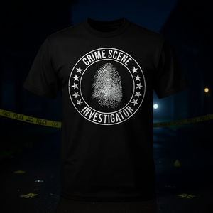 T-shirt d'agent d'enquête sur les lieux des crimes, noir, unisexe adulte, manches courtes, col rond, imprimé en sérigraphie, promotionnel - Product Image 3