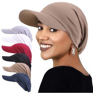 Unisex Polyester Plain Color Visor Pre-Fitted <b>Bandana</b> Outdoor Beach Sun Protection Fashion Cap with Feather - Product Image 1