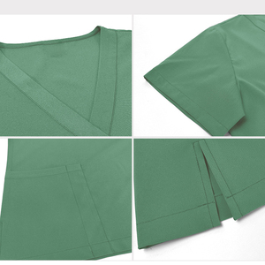 Unisex Bệnh Viện Y Tế Tẩy Tế Bào Chết Ngực Túi Mềm Cả Hai Cách Spandex Phụ Nữ Điều Dưỡng Đồng Phục Tùy Chỉnh Màu Sắc Salon Đồng Phục Y Tá Thiết Lập - Product Image 3