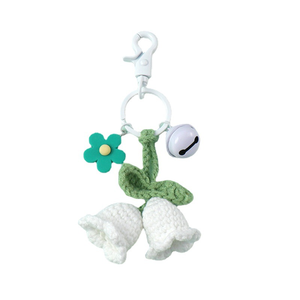 Llavero de ganchillo con flor de Convallaria, bonito y colorido, colgante de tulipán de macramé tejido a mano, accesorio colgante de felpa para espejo de coche - Product Image 5