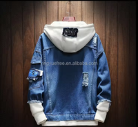 Vestes coupe-vent personnalisées en gros pour hommes, style universitaire, bomber, en jean, grandes tailles, avec capuches, surdimensionnées et avec patchs