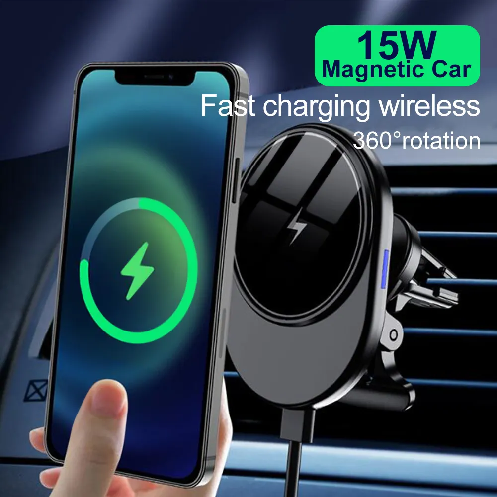 magnetic 15w car wireless charger for iphone, phone holder for car wireless charger car mout accessories mobile holder universal