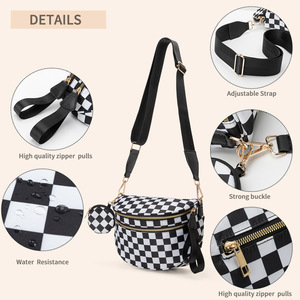 Sac banane à carreaux tendance pour femme, pochette de ceinture de voyage, sac à bandoulière pour la course et le shopping - Product Image 3
