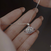 Charme de personnalité de haute qualité 1carat diamant 925 collier en argent Sterling planète pendentif bijoux fins pour femmes