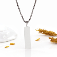 Collar con colgante de barra vertical grabado personalizado, collar de barra cepillada de oro grabable de acero inoxidable para niño y hombre, joyería grabada