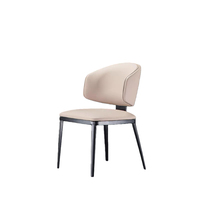 Chaises de salle à manger à dossier souple au design moderne avec tabourets à pieds métalliques, adaptées aux salons familiaux, aux hôtels, aux restaurants, aux négociations