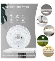 Kit de remplacement de plafonnier LED 5CCT 3 puissances avec télécommande, moteur d'éclairage commutable 24/36/48W pour ventilateur de plafond