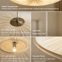 Lustre suspendu en tissu minimaliste moderne, style ligne de pêche, LED 3000K blanc chaud pour chambre, restaurants, clubs, hôtel, décoration