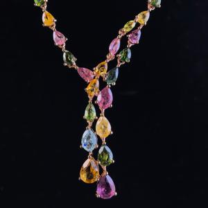 Collana in <span class=keywords><strong>Argento</strong></span> Sterling 925 Placcato Oro Rosa con Tormalina Naturale per <span class=keywords><strong>Donna</strong></span>, Regalo di Anniversario, per Occasioni Speciali - Product Image 3