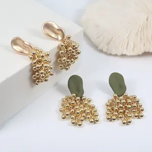 newest women earings korean jewelry s925 silver pin earring fashion beads tassel earrings wholesale