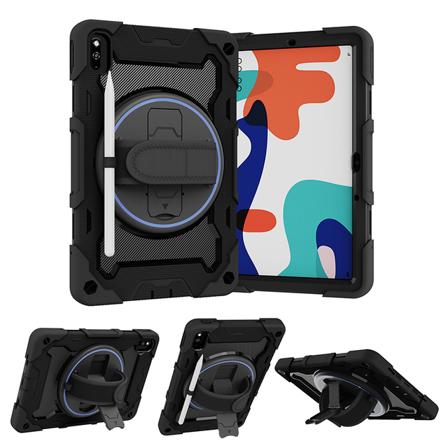 Shockproof Rugged Cover with Built in 360 Rotating Kickstand and Shoulder Strap for Huawei Matepad 10.4 Silicone case