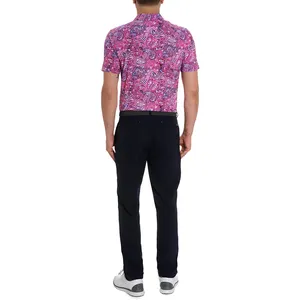 Diseño personalizado All Over Print Pattern Quick Dry Slim fit 4 Way Stretch UPF50 Golf Shirt Polo Camiseta para hombres