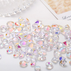 เรซิ่น AB สีรุ้ง 100 ชิ้น แบบหลังแบน ประดับตกแต่งเล็บหลากสีสัน วิบวับ - Product Image 2