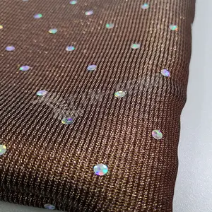 Brown Metallic Woven Fabric with Holographic Sequins for dresses