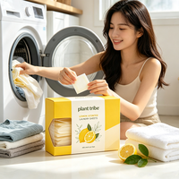 Feuilles de lessive parfumées au citron, ultra-fines, portables, élimination des taches tenaces, parfum frais d'agrumes longue durée