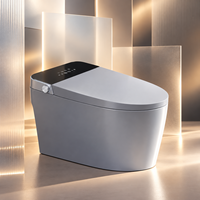 Nouveau style de toilette intelligente avec siège chauffant, bidet, télécommande, sécheur à air chaud, chasse d'eau automatique par capteur, drainage en S, style japonais