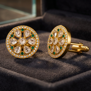 Mancuernillas de Latón Mayrabygungun Hechas a Mano con Esmalte Meenakari, Estilo Kundan, Origen Rajasthan, Unisex, Regalo para Bodas, Cumpleaños y Fiestas - Product Image 4