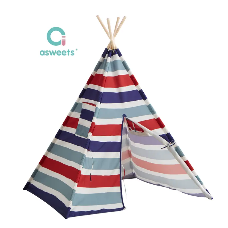 Asweets Teepee Tent for Kids Boys & Girls Cotton Canvas Play Tent for Children Indoor Games Little Bear Walls Indian Tipi Tent