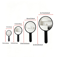 Miroir de maquillage rond haute définition pour femme, cadre en plastique, portable, avec poignée personnalisable, miroir de voyage compact, vente en gros