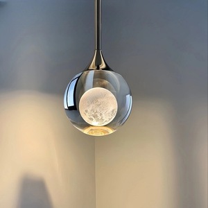 Modern Dimmable LED Pendant <b>Light</b> Gold Brass Round Glass <b>Shade</b> E14 Bulb Warm White 3500K Living Room Chandelier - Product Image 2
