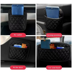 Kantong Penyimpanan Mobil Kulit PU, Organizer Pintu Belakang Jok, Tas Penyimpanan Mobil Tempel, Universal untuk Semua Mobil - Product Image 3