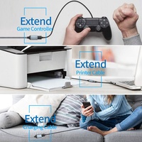 Kabel Ekstensi USB 3.0 Jalinan Nilon 5Gbps USB3.0 Male to Female Transfer Data Casing Logam 1M 1.5M 2M 3M 5M