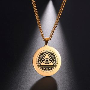 Collana con Ciondolo Occhio Onniveggente, Gioiello dell'Occhio della Provvidenza in Acciaio Inossidabile, Gioielleria Religiosa - Product Image 1