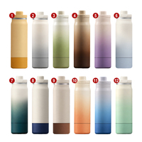 Bouteille d'eau isotherme 2-en-1 de 32 oz avec compartiment de rangement caché au fond pour les compléments protéinés et les collations