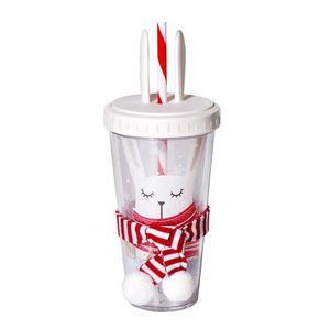 Gobelet réutilisable personnalisé avec couvercle, motif lapin/élan - Tasse de voyage pour enfants et adultes, cadeau de Noël idéal - Product Image 2
