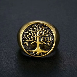 Bague pour homme en acier inoxydable Arbre de Vie, style vintage <span class=keywords><strong>celtique</strong></span> viking Yggdrasil, inaltérable, bijou religieux pour homme - Product Image 6