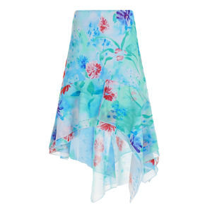 Falda Midi Asimétrica con Estampado Floral Digital Natural y Dulce - Estilo Veraniego Suave y Femenino con Corte en A y Dobladillo Asimétrico - Product Image 5