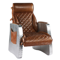 Fauteuil en cuir industriel Vintage solide, fauteuil canapé à bras en aluminium