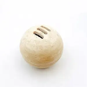 Sfera di travertino naturale Beige arabo Mubkhar supporto per bastoncini di incenso in marmo rotondo decorazione per la casa bruciatore Bukhoor bruciatore di marmo