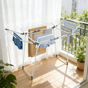 Tendedero <span class=keywords><strong>de</strong></span> <span class=keywords><strong>Ropa</strong></span> Metálico Plegable <span class=keywords><strong>de</strong></span> Alta Resistencia, <span class=keywords><strong>de</strong></span> un Solo Nivel, Tipo Ala <span class=keywords><strong>de</strong></span> Gaviota, con Patas Antideslizantes - Product Image 2