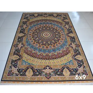 hand knotted silk carpet vintage Persian handmade carpets and rugs
