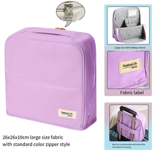 Bolsa de Maquillaje Vertical de Tela Resistente <span class=keywords><strong>con</strong></span> Apertura Magnética para un Almacenamiento Conveniente de Cosméticos, Artículos de Aseo y Accesorios - Product Image 3